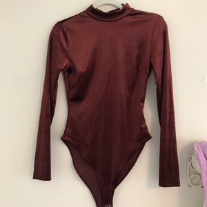 Maroon Crushed Velvet Bodysuit